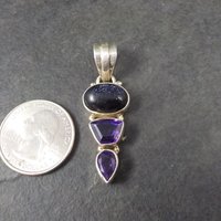 Vintage Sterling Blue Goldstone Amethyst Pendant