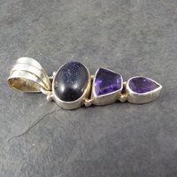 Vintage Sterling Blue Goldstone Amethyst Pendant