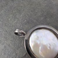 Vintage Sterling Diamond Baroque Mabe Pearl Pendant