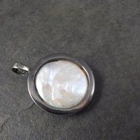 Vintage Sterling Diamond Baroque Mabe Pearl Pendant