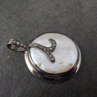 Vintage Sterling Diamond Baroque Mabe Pearl Pendant