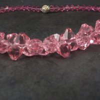 Pink Crystal Bead Necklace 18 Inches Magnetic Clasp