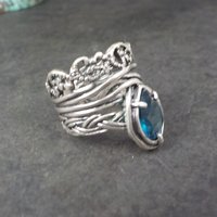 Ornate Vintage Sterling Topaz Ring Size 6