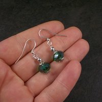 Silver Plated Green Crystal Earrings