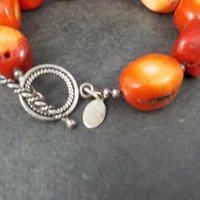 Chunky Sterling Coral Toggle Bracelet 8.5 Inches Donna Dressler
