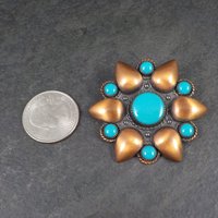 Vintage Copper Turquoise Brooch Bell Trading