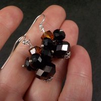 Black Orange Crystal Earrings