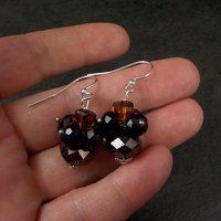 Black Orange Crystal Earrings