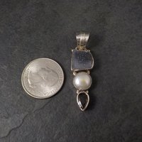 Vintage Sterling Druzy Pearl Pendant