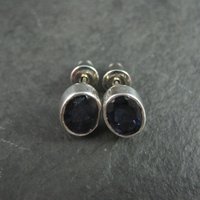 Vintage Sterling Iolite Stud Earrings