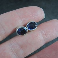 Vintage Sterling Iolite Stud Earrings