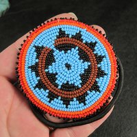 Southwestern Leather Beaded Ponytail Holder Hair Tie