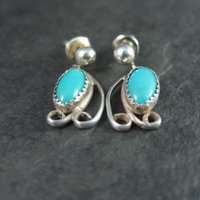 Dainty Southwestern Estate Sterling Turquoise Earrings