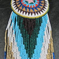 Huge Southwestern 14" Beaded Rosette Hair Clip Barrette Regalia