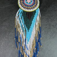 Huge Southwestern 14" Beaded Rosette Hair Clip Barrette Regalia