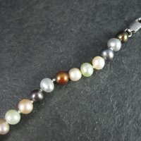 Estate Sterling Multi Pearl Bracelet 7.5 Inches