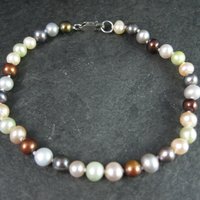 Estate Sterling Multi Pearl Bracelet 7.5 Inches