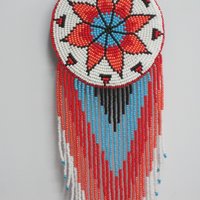 Huge Southwestern 10.5" Beaded Rosette Hair Clip Barrette Regalia