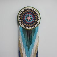 Huge Southwestern 14" Beaded Rosette Hair Clip Barrette Regalia