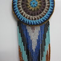 Huge Southwestern 13" Beaded Rosette Hair Clip Barrette Regalia