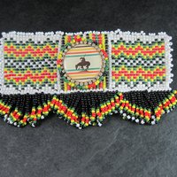 Huge Southwestern Beaded End of the Trail Hair Clip Barrette Regalia