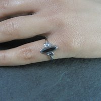 Dainty Sterling Hematite Ring Sizes 5 and 5.5