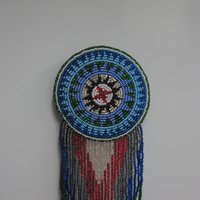 Huge Southwestern 13" Beaded Rosette Hair Clip Barrette Regalia