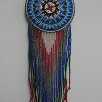 Huge Southwestern 13" Beaded Rosette Hair Clip Barrette Regalia