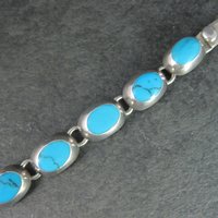 Mexican Sterling Faux Turquoise Bracelet 7.5 Inches