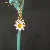 Vermeil Sterling Enamel Daisy Earrings