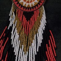 Huge Southwestern 13" Beaded Rosette Hair Clip Barrette Regalia