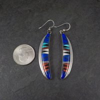 Vintage Southwestern Sterling Inlay Earrings