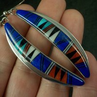 Vintage Southwestern Sterling Inlay Earrings