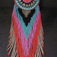 Huge Southwestern 13" Beaded Rosette Hair Clip Barrette Regalia