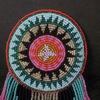 Huge Southwestern 13" Beaded Rosette Hair Clip Barrette Regalia