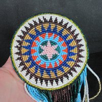 Huge Southwestern 14" Beaded Rosette Hair Clip Barrette Regalia