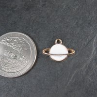 Tiny Enamel Saturn Charm