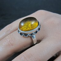 Vintage Sterling Amber Ring Size 8