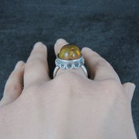 Vintage Sterling Amber Ring Size 8