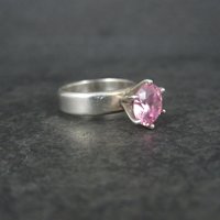 90s Sterling Pink Cz Solitaire Ring Size 5