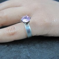 90s Sterling Pink Cz Solitaire Ring Size 5