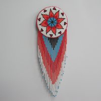 Huge Southwestern 10.5" Beaded Rosette Hair Clip Barrette Regalia