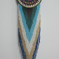 Huge Southwestern 14" Beaded Rosette Hair Clip Barrette Regalia