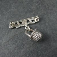 Sterling Woven Basket Brooch