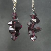 Sterling Purple Crystal Leverback Earrings