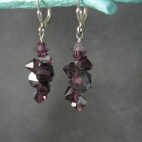 Sterling Purple Crystal Leverback Earrings