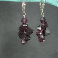 Sterling Purple Crystal Leverback Earrings