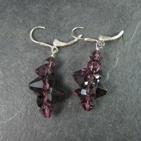 Sterling Purple Crystal Leverback Earrings