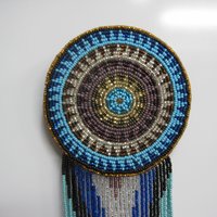 Huge Southwestern 13" Beaded Rosette Hair Clip Barrette Regalia