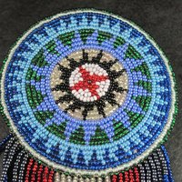 Huge Southwestern 13" Beaded Rosette Hair Clip Barrette Regalia